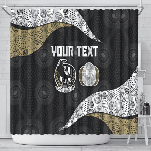 Personalized Magpie Football Shower Curtain Easter Egg Pattern Monochrome Tribal Dot Art Style