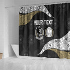 Personalized Magpie Football Shower Curtain Easter Egg Pattern Monochrome Tribal Dot Art Style