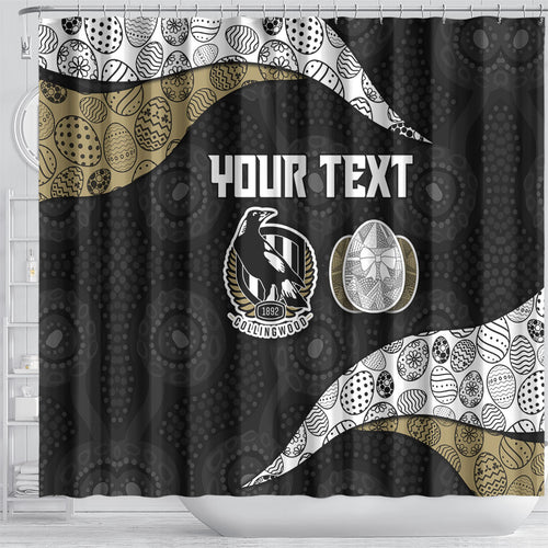 Personalized Magpie Football Shower Curtain Easter Egg Pattern Monochrome Tribal Dot Art Style