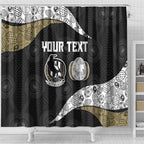 Personalized Magpie Football Shower Curtain Easter Egg Pattern Monochrome Tribal Dot Art Style