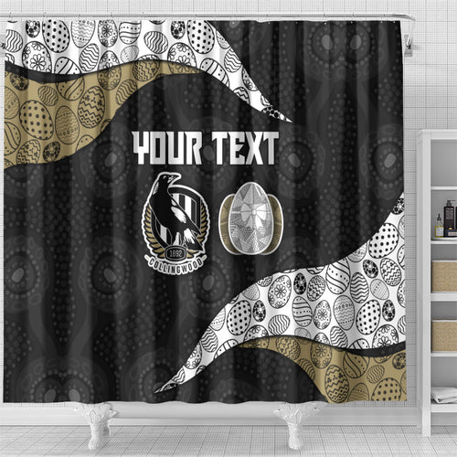 Personalized Magpie Football Shower Curtain Easter Egg Pattern Monochrome Tribal Dot Art Style