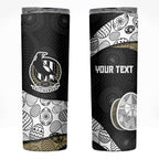 Personalized Magpie Football Skinny Tumbler Easter Egg Pattern Monochrome Tribal Dot Art Style