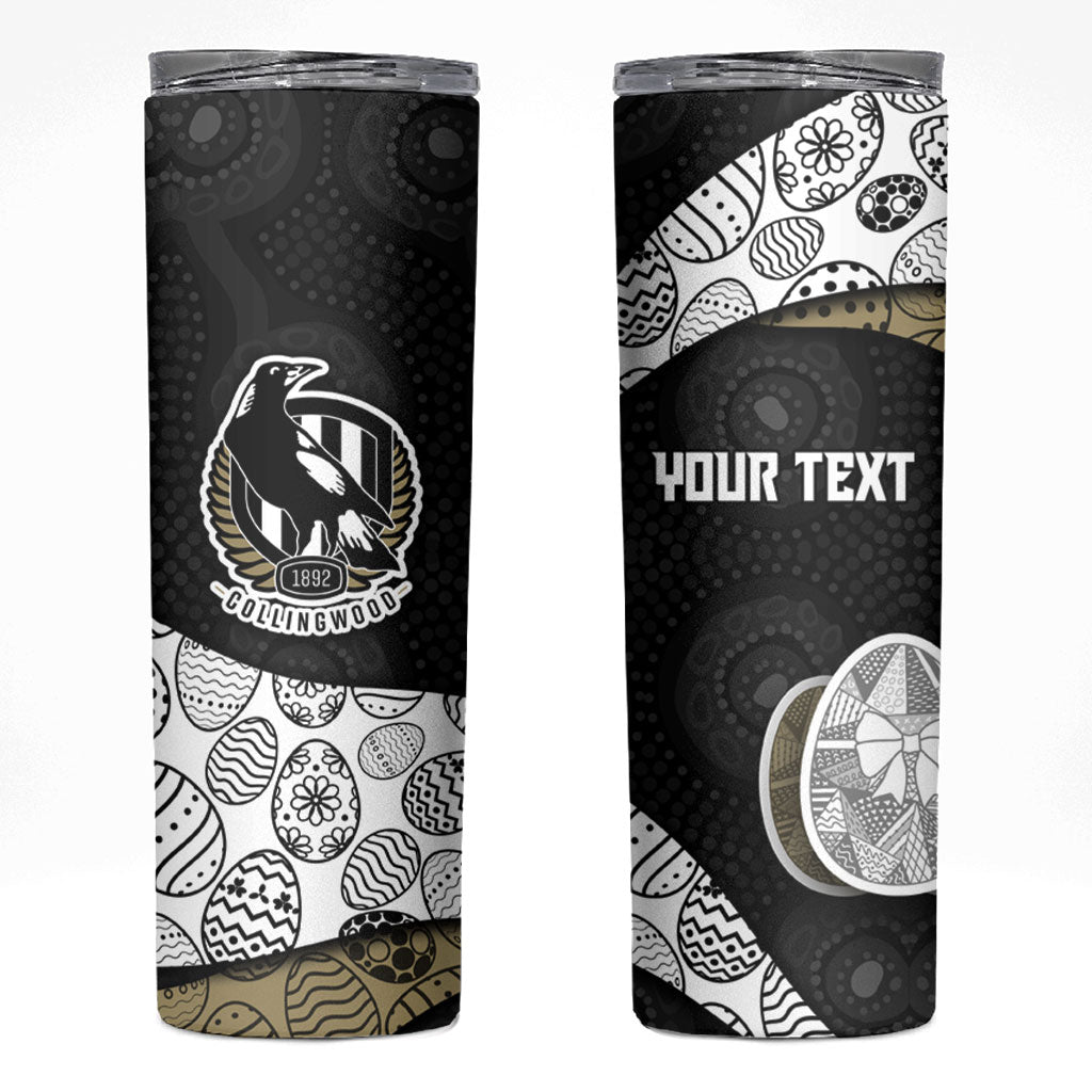 Personalized Magpie Football Skinny Tumbler Easter Egg Pattern Monochrome Tribal Dot Art Style