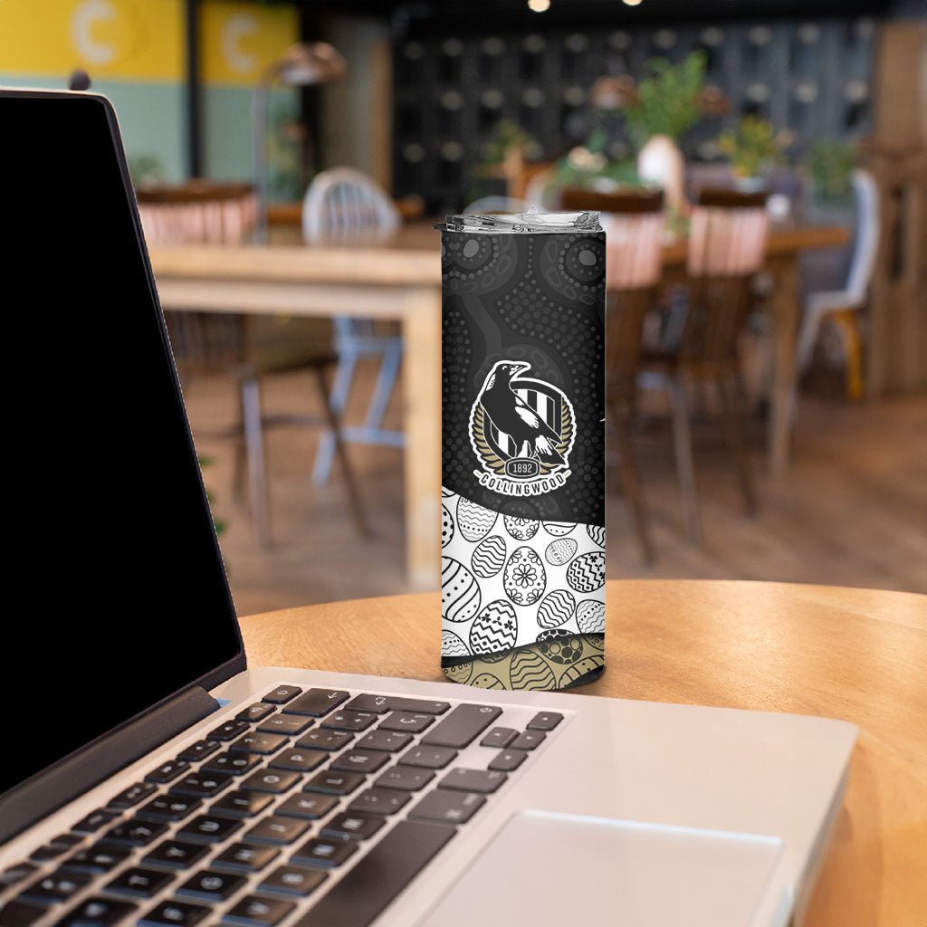 Personalized Magpie Football Skinny Tumbler Easter Egg Pattern Monochrome Tribal Dot Art Style