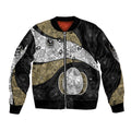 Personalized Magpie Football Sleeve Zip Bomber Jacket Easter Egg Pattern Monochrome Tribal Dot Art Style