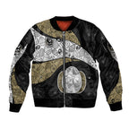 Personalized Magpie Football Sleeve Zip Bomber Jacket Easter Egg Pattern Monochrome Tribal Dot Art Style
