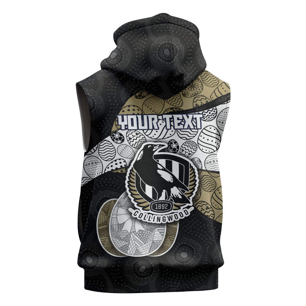 Personalized Magpie Football Sleeveless Hoodie Easter Egg Pattern Monochrome Tribal Dot Art Style