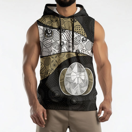 Personalized Magpie Football Sleeveless Hoodie Easter Egg Pattern Monochrome Tribal Dot Art Style