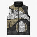 Personalized Magpie Football Sleeveless Puffer Jacket Easter Egg Pattern Monochrome Tribal Dot Art Style