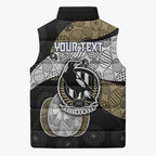 Personalized Magpie Football Sleeveless Puffer Jacket Easter Egg Pattern Monochrome Tribal Dot Art Style
