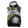 Personalized Magpie Football Sleeveless Zip Hoodie Easter Egg Pattern Monochrome Tribal Dot Art Style