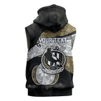 Personalized Magpie Football Sleeveless Zip Hoodie Easter Egg Pattern Monochrome Tribal Dot Art Style
