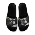 Personalized Magpie Football Slide Sandals Easter Egg Pattern Monochrome Tribal Dot Art Style