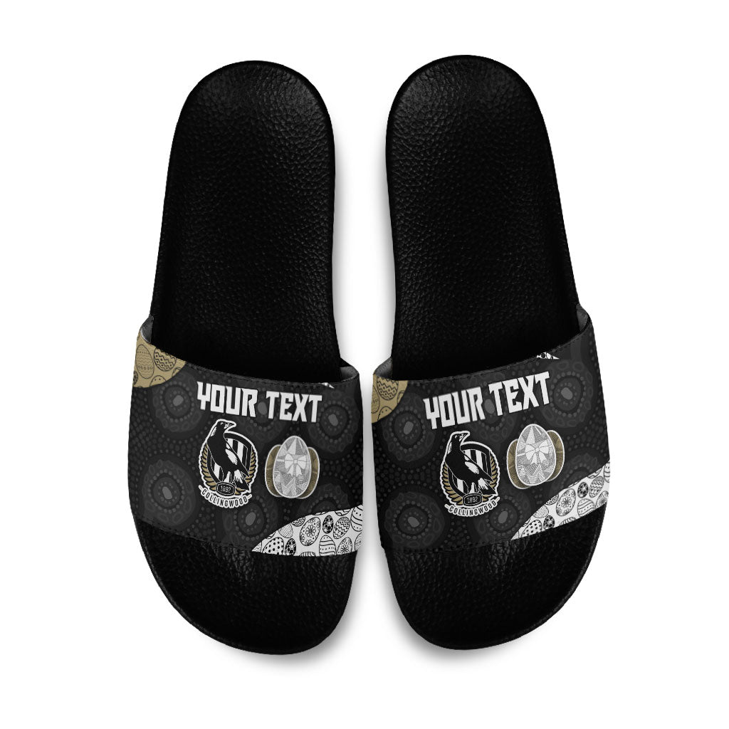 Personalized Magpie Football Slide Sandals Easter Egg Pattern Monochrome Tribal Dot Art Style