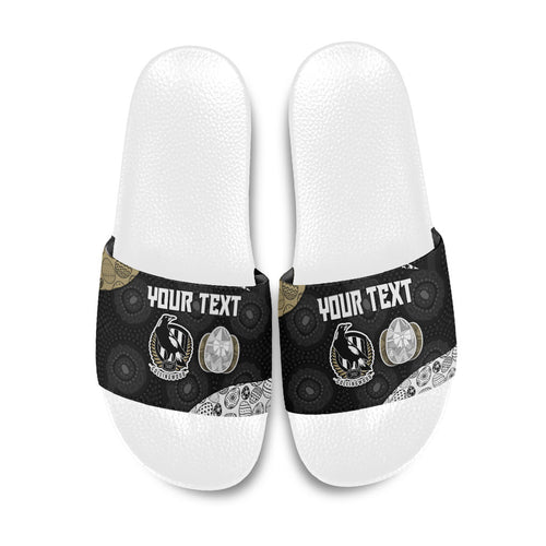 Personalized Magpie Football Slide Sandals Easter Egg Pattern Monochrome Tribal Dot Art Style