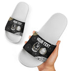 Personalized Magpie Football Slide Sandals Easter Egg Pattern Monochrome Tribal Dot Art Style