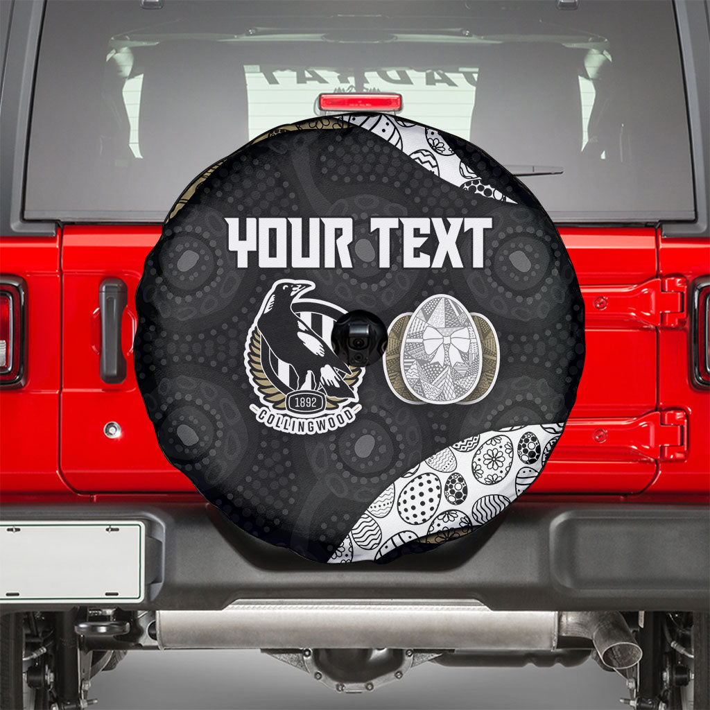 Personalized Magpie Football Spare Tire Cover Easter Egg Pattern Monochrome Tribal Dot Art Style