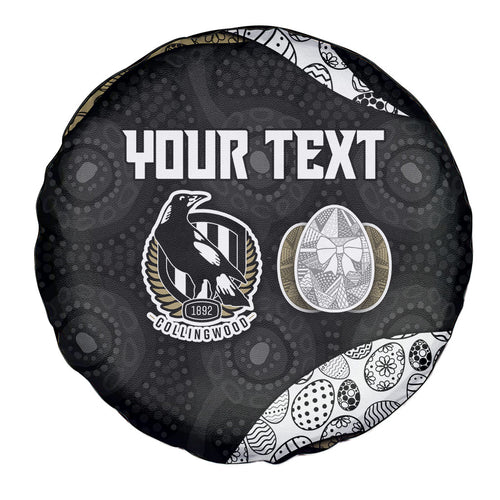 Personalized Magpie Football Spare Tire Cover Easter Egg Pattern Monochrome Tribal Dot Art Style