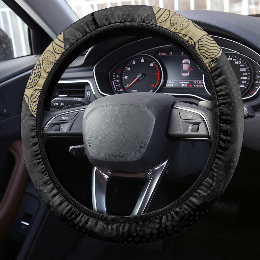 Magpie Football Steering Wheel Cover Easter Egg Pattern Monochrome Tribal Dot Art Style