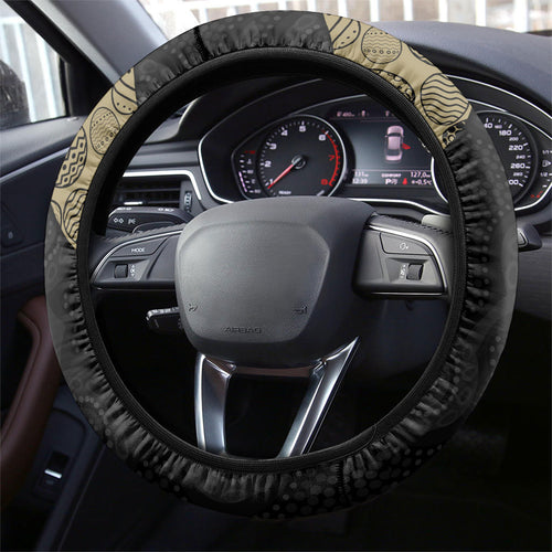 Magpie Football Steering Wheel Cover Easter Egg Pattern Monochrome Tribal Dot Art Style