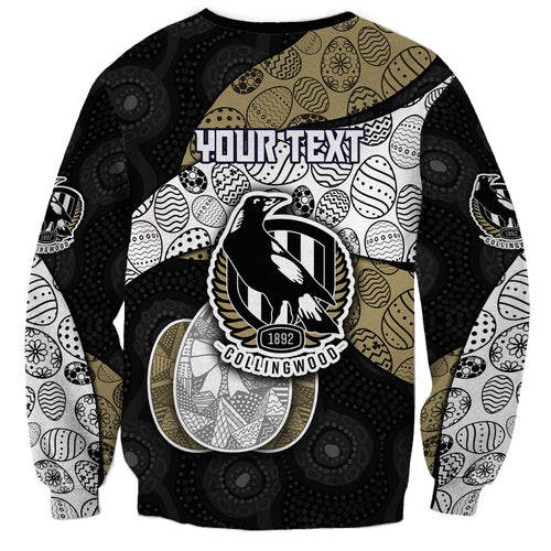 Personalized Magpie Football Sweatshirt Easter Egg Pattern Monochrome Tribal Dot Art Style