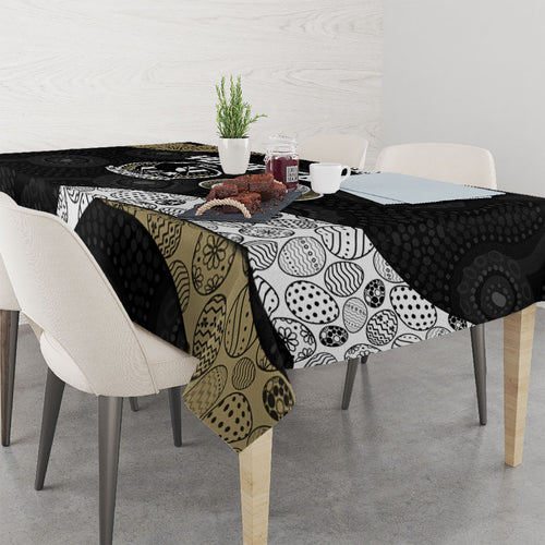 Personalized Magpie Football Tablecloth Easter Egg Pattern Monochrome Tribal Dot Art Style