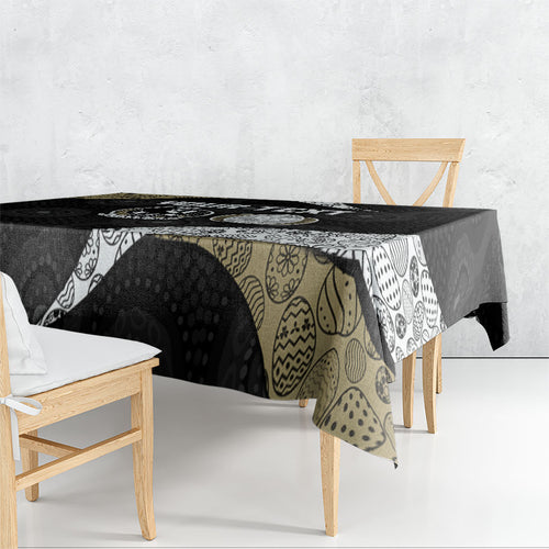 Personalized Magpie Football Tablecloth Easter Egg Pattern Monochrome Tribal Dot Art Style
