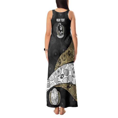 Personalized Magpie Football Tank Maxi Dress Easter Egg Pattern Monochrome Tribal Dot Art Style