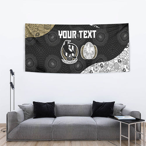 Personalized Magpie Football Tapestry Easter Egg Pattern Monochrome Tribal Dot Art Style
