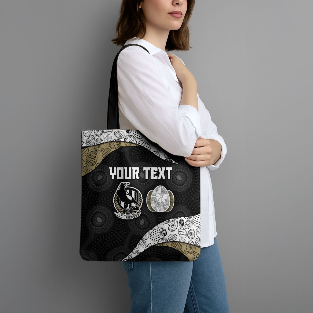 Personalized Magpie Football Tote Bag Easter Egg Pattern Monochrome Tribal Dot Art Style