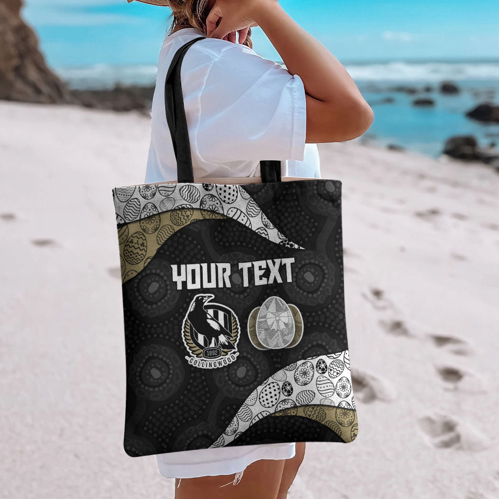Personalized Magpie Football Tote Bag Easter Egg Pattern Monochrome Tribal Dot Art Style
