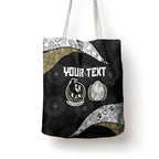 Personalized Magpie Football Tote Bag Easter Egg Pattern Monochrome Tribal Dot Art Style