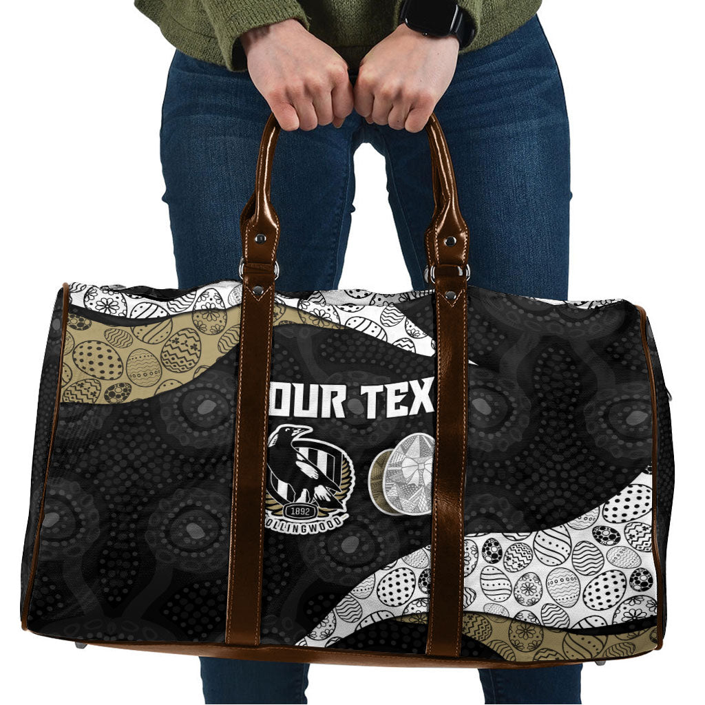Personalized Magpie Football Travel Bag Easter Egg Pattern Monochrome Tribal Dot Art Style