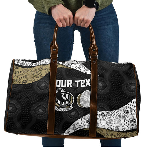 Personalized Magpie Football Travel Bag Easter Egg Pattern Monochrome Tribal Dot Art Style