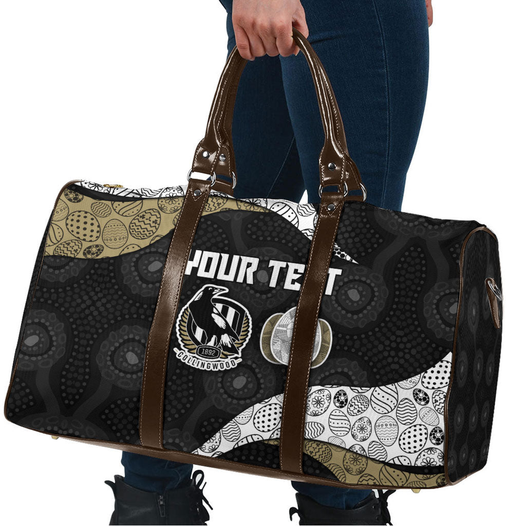 Personalized Magpie Football Travel Bag Easter Egg Pattern Monochrome Tribal Dot Art Style