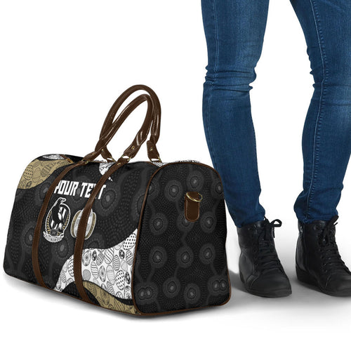 Personalized Magpie Football Travel Bag Easter Egg Pattern Monochrome Tribal Dot Art Style