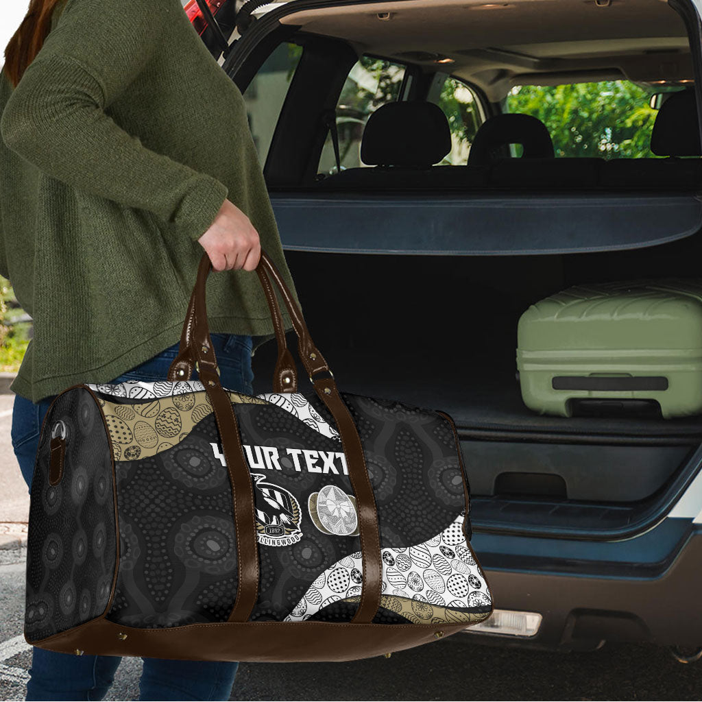 Personalized Magpie Football Travel Bag Easter Egg Pattern Monochrome Tribal Dot Art Style