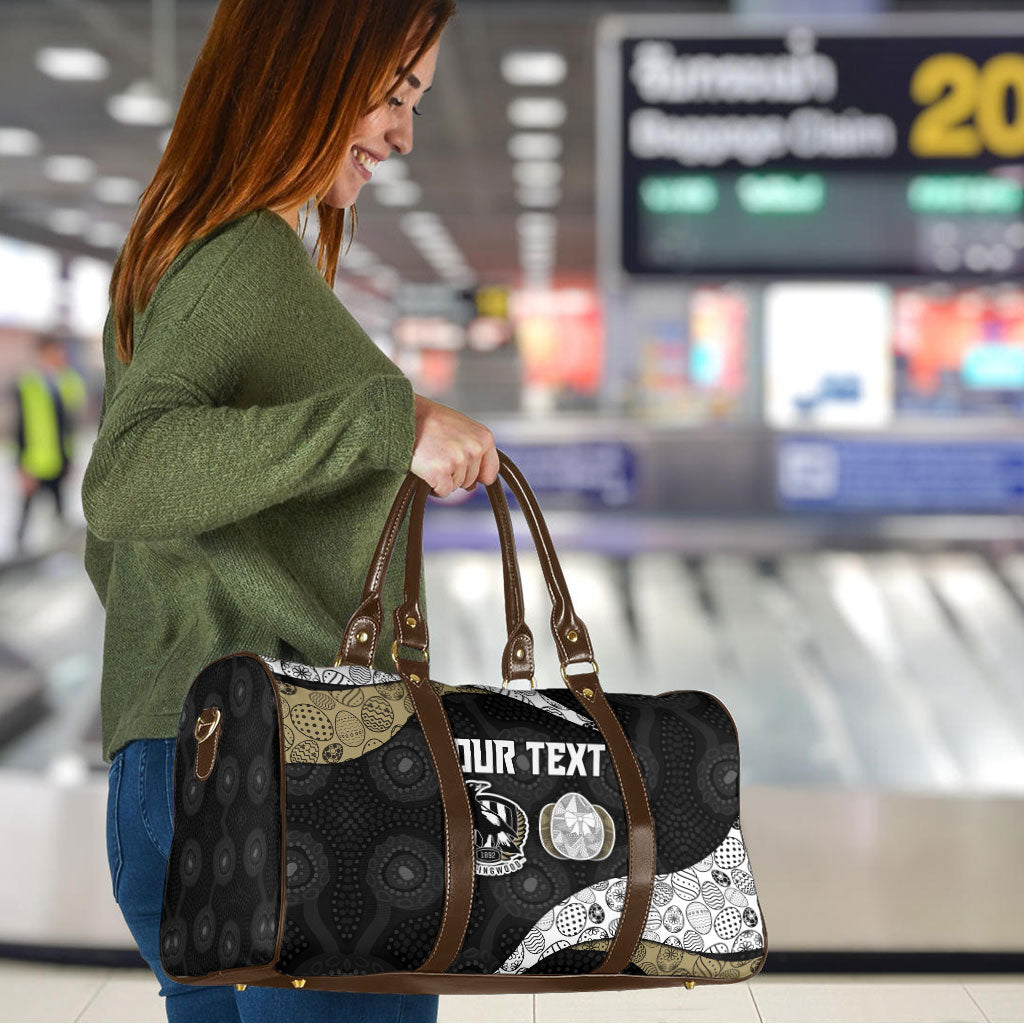 Personalized Magpie Football Travel Bag Easter Egg Pattern Monochrome Tribal Dot Art Style