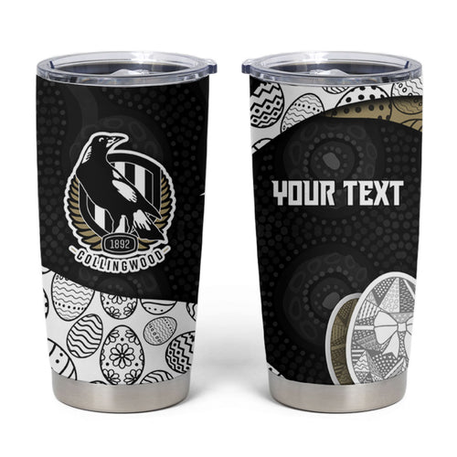 Personalized Magpie Football Tumbler Cup Easter Egg Pattern Monochrome Tribal Dot Art Style