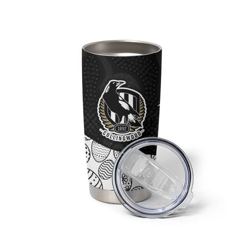 Personalized Magpie Football Tumbler Cup Easter Egg Pattern Monochrome Tribal Dot Art Style