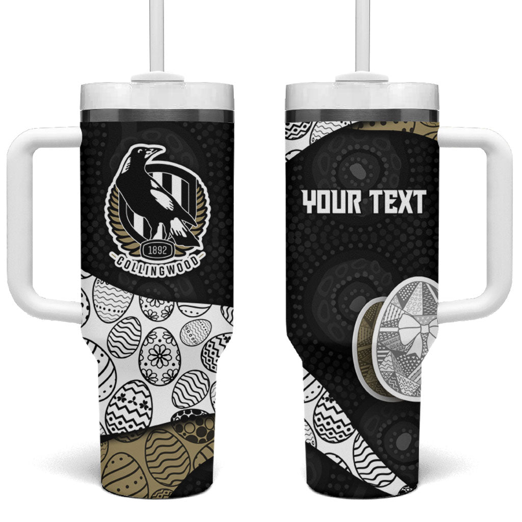 Personalized Magpie Football Tumbler With Handle Easter Egg Pattern Monochrome Tribal Dot Art Style