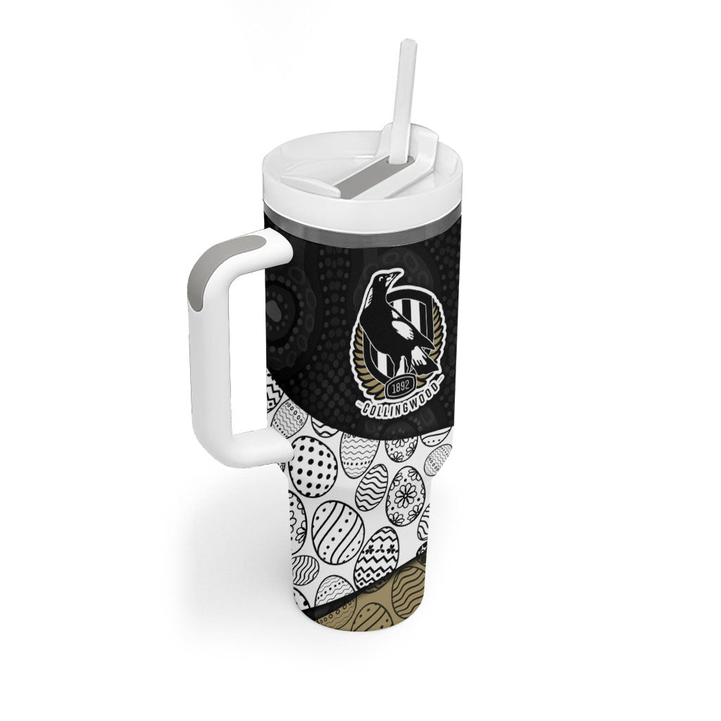 Personalized Magpie Football Tumbler With Handle Easter Egg Pattern Monochrome Tribal Dot Art Style