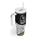 Personalized Magpie Football Tumbler With Handle Easter Egg Pattern Monochrome Tribal Dot Art Style