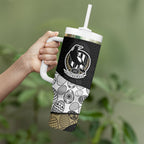 Personalized Magpie Football Tumbler With Handle Easter Egg Pattern Monochrome Tribal Dot Art Style