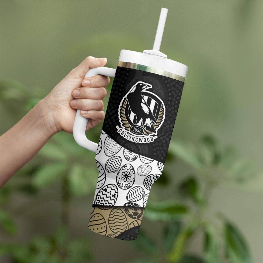 Personalized Magpie Football Tumbler With Handle Easter Egg Pattern Monochrome Tribal Dot Art Style