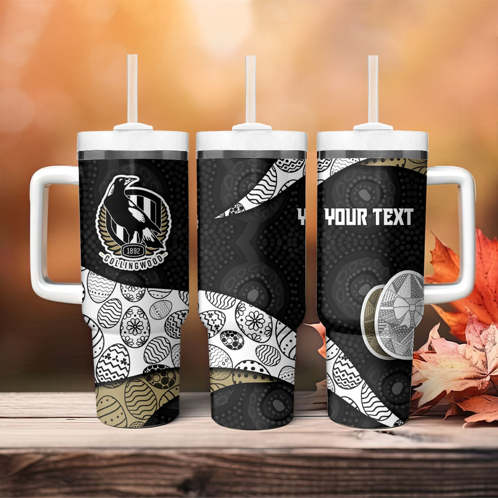 Personalized Magpie Football Tumbler With Handle Easter Egg Pattern Monochrome Tribal Dot Art Style