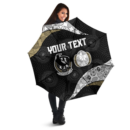Personalized Magpie Football Umbrella Easter Egg Pattern Monochrome Tribal Dot Art Style