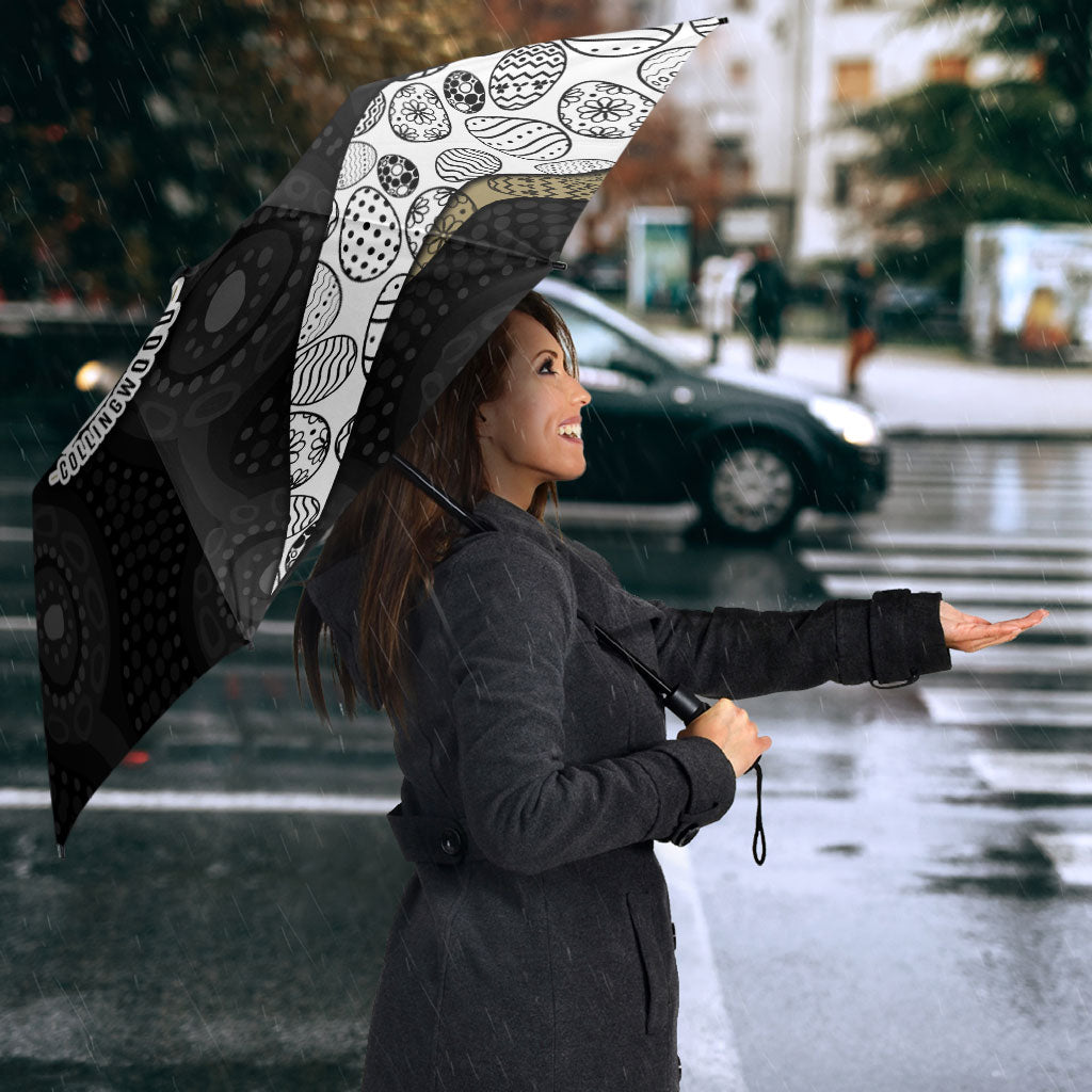 Personalized Magpie Football Umbrella Easter Egg Pattern Monochrome Tribal Dot Art Style