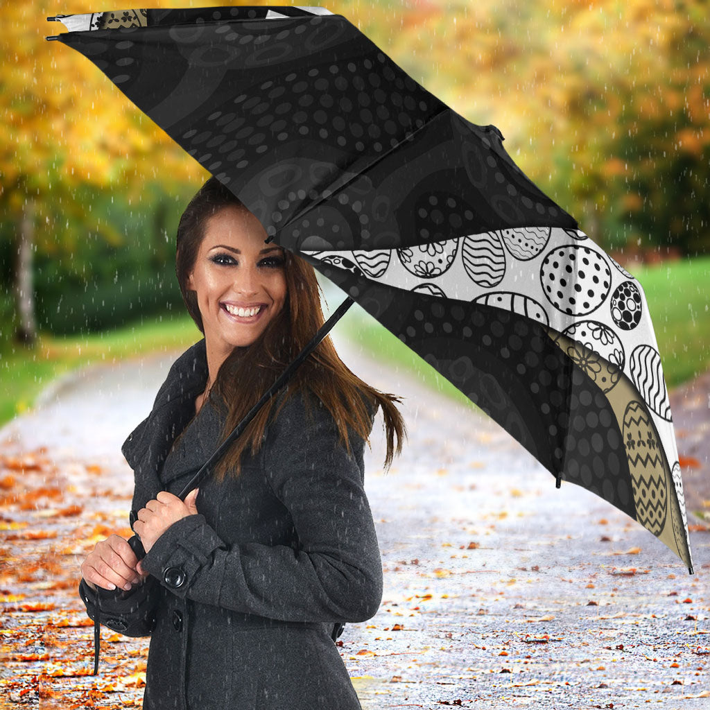 Personalized Magpie Football Umbrella Easter Egg Pattern Monochrome Tribal Dot Art Style