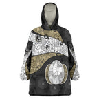 Personalized Magpie Football Wearable Blanket Hoodie Easter Egg Pattern Monochrome Tribal Dot Art Style